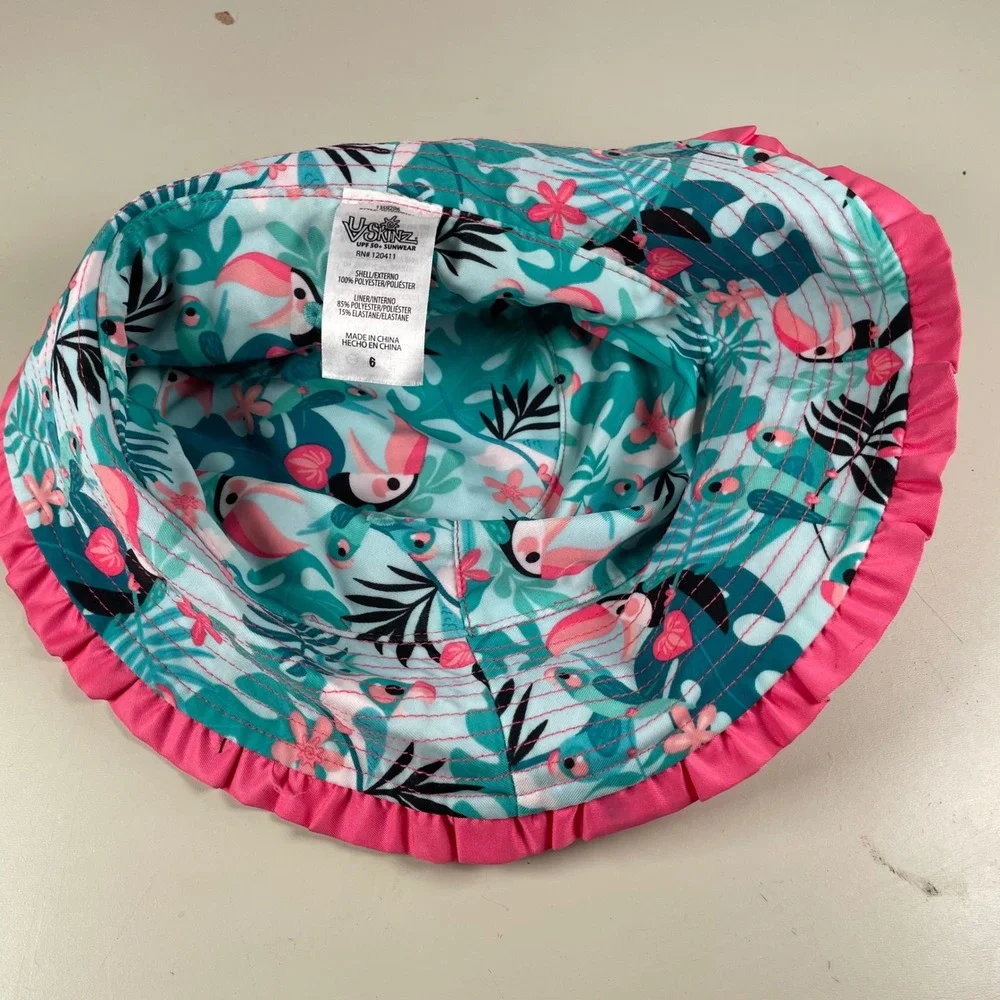 U.S. Skidz UPF 50+ Sun Hat Beach Pool Vacation Hot Pink‎ Flamingo Size 6